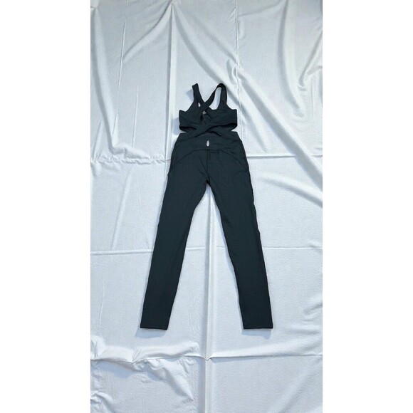 Free People Movement Back It Up Romper Jumpsuit Bodysuit Leotard Black Sz XS NWT - Picture 3 of 9